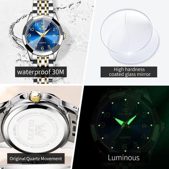 Olevs Silver Women Stainless Steel Analog Quartz Date Waterproof Wrist Watch main image 6